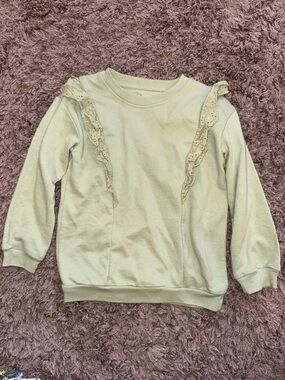 okie dokie Light Sage Green Ruffle Sweatshirt